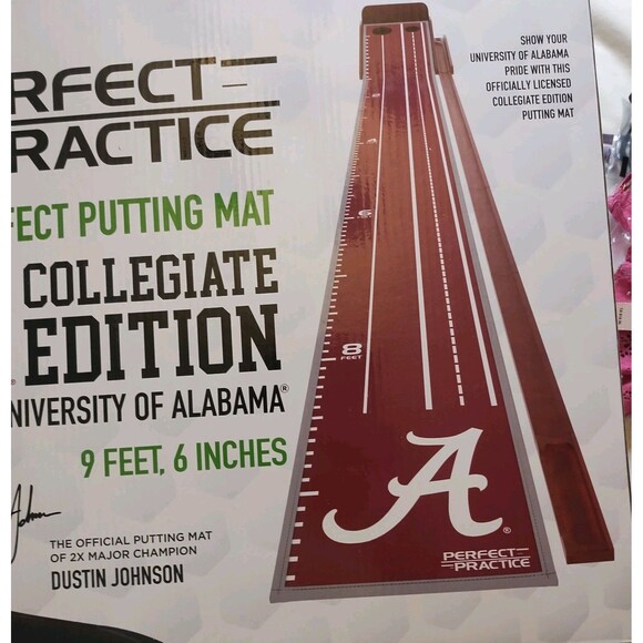 New Perfect Practice Collegiate Putting Mat 9'6" Dustin Johnson Golf - Alabama - Picture 2 of 4